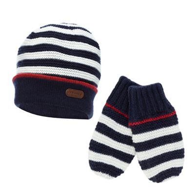 J by Jasper Conran Baby boys' striped knitted hat and mittens